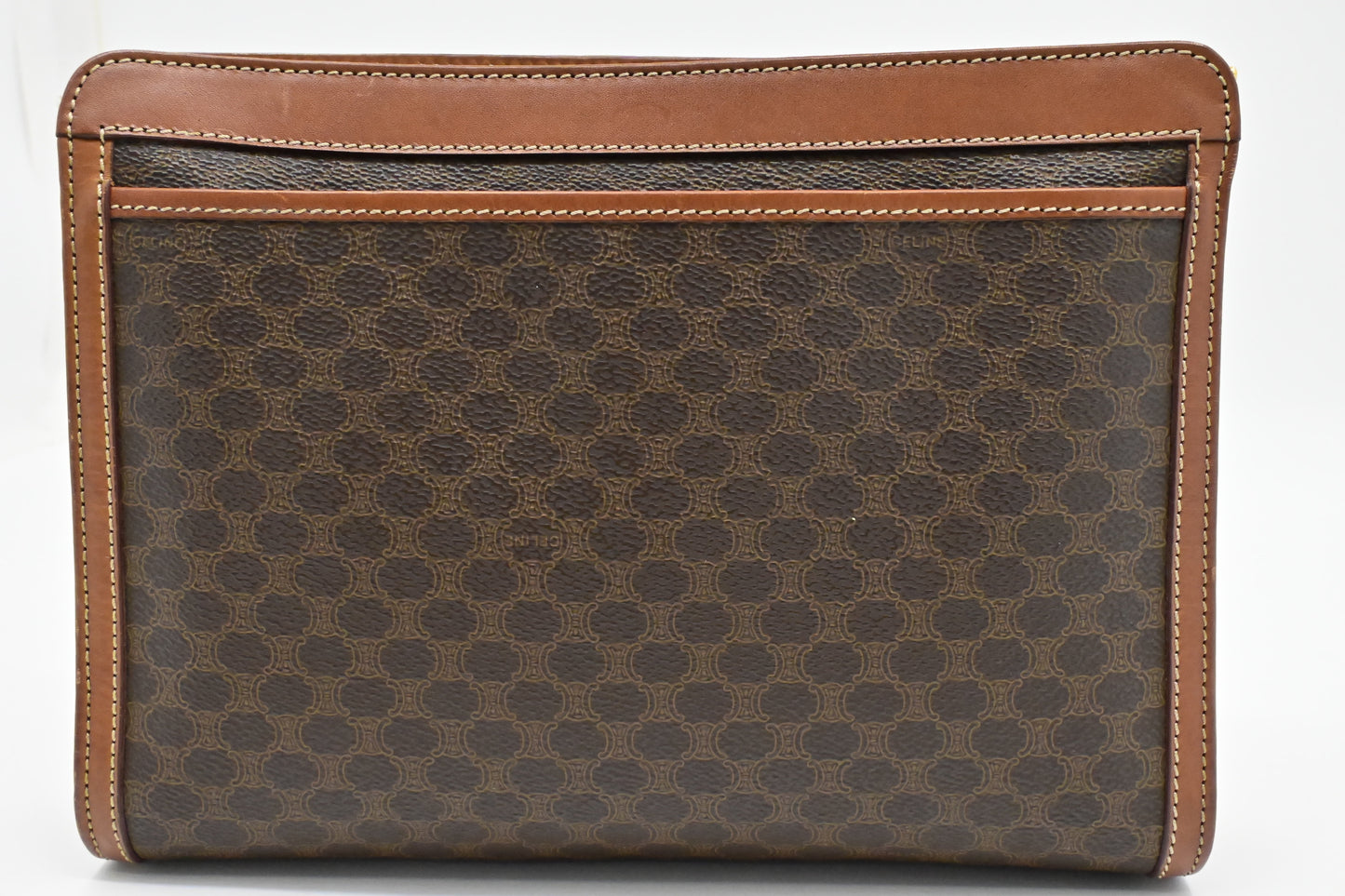 Celine Pouch in Brown Macadam Canvas