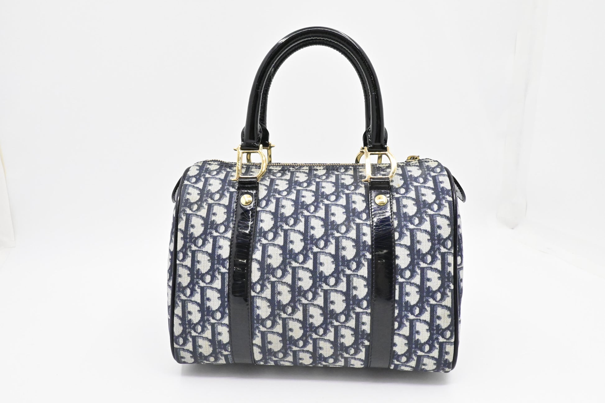Dior Boston Bag in Blue Oblique Coated Canvas