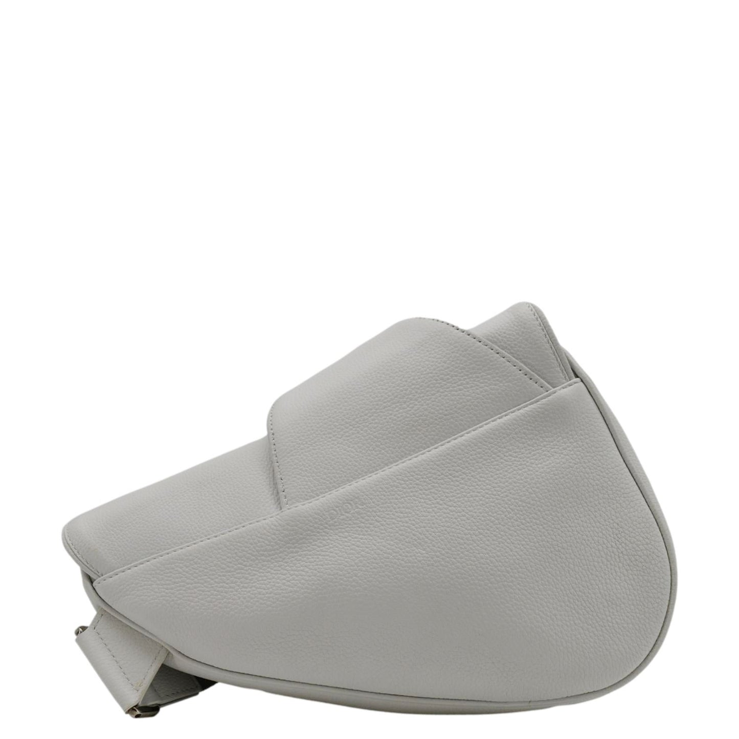 CHRISTIAN DIOR Mens Saddle Grained Calfskin Leather Satchel Bag White