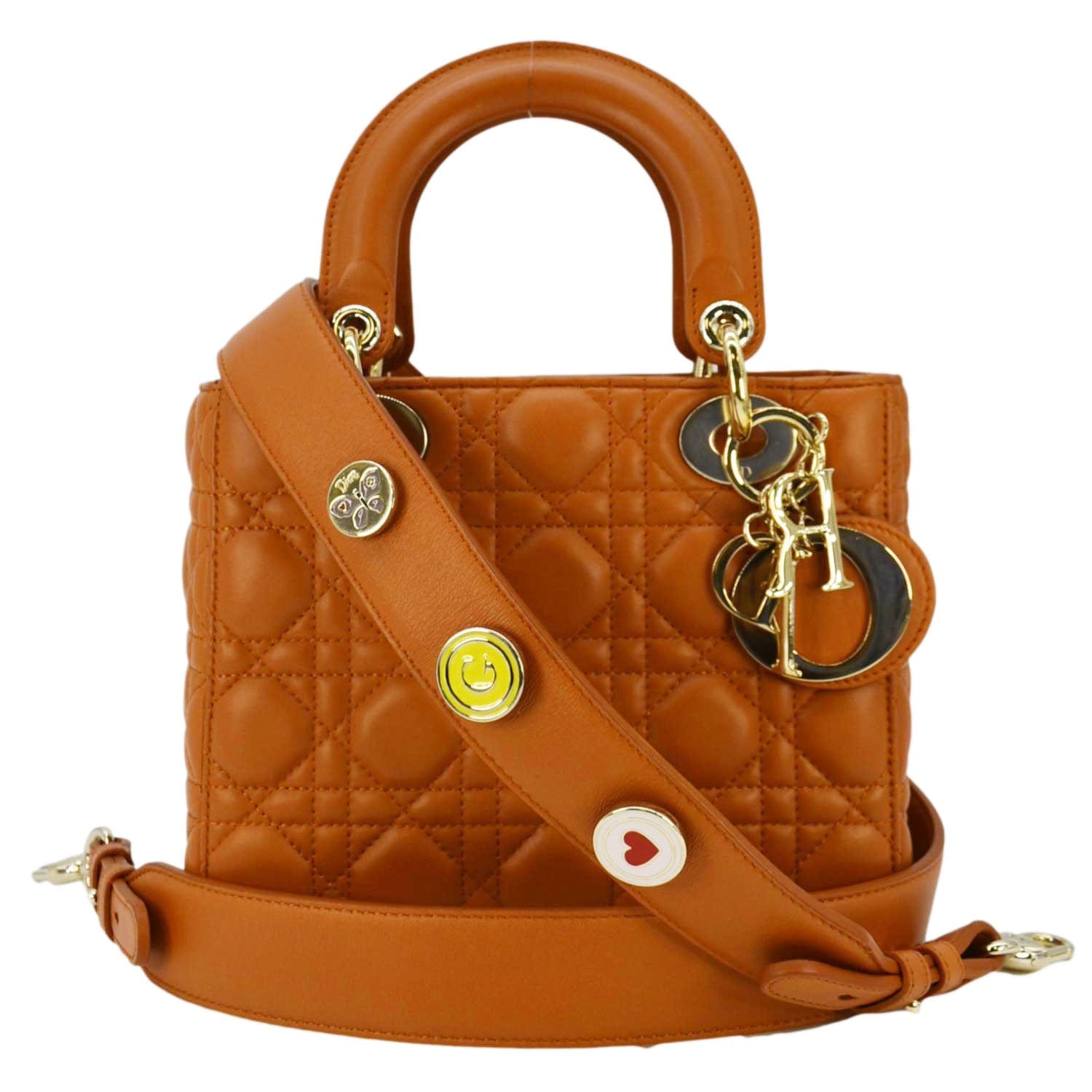 CHRISTIAN DIOR My ABCDior Small Cannage Leather Shoulder Bag Orange