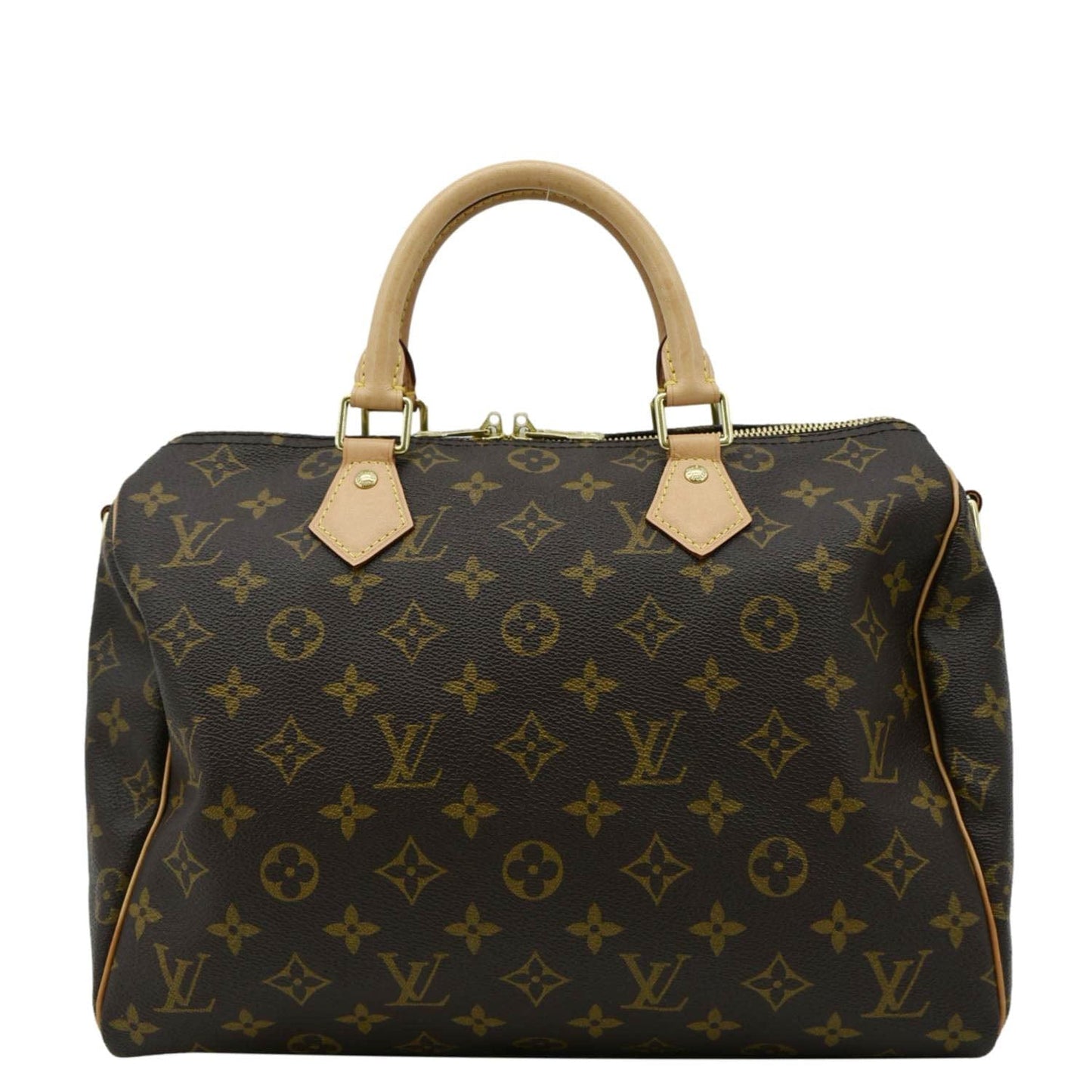 LOUIS VUITTON 30 Monogram Canvas Satchel Bag Brown
