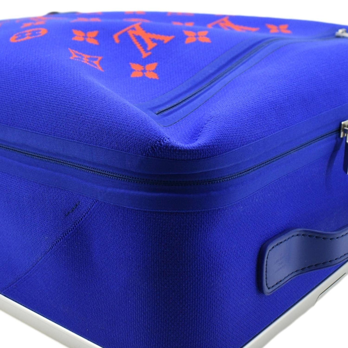 Louis Vuitton Horizon 55 4R Soft Thermoform Knit Rolling Luggage Travel Bag Blue