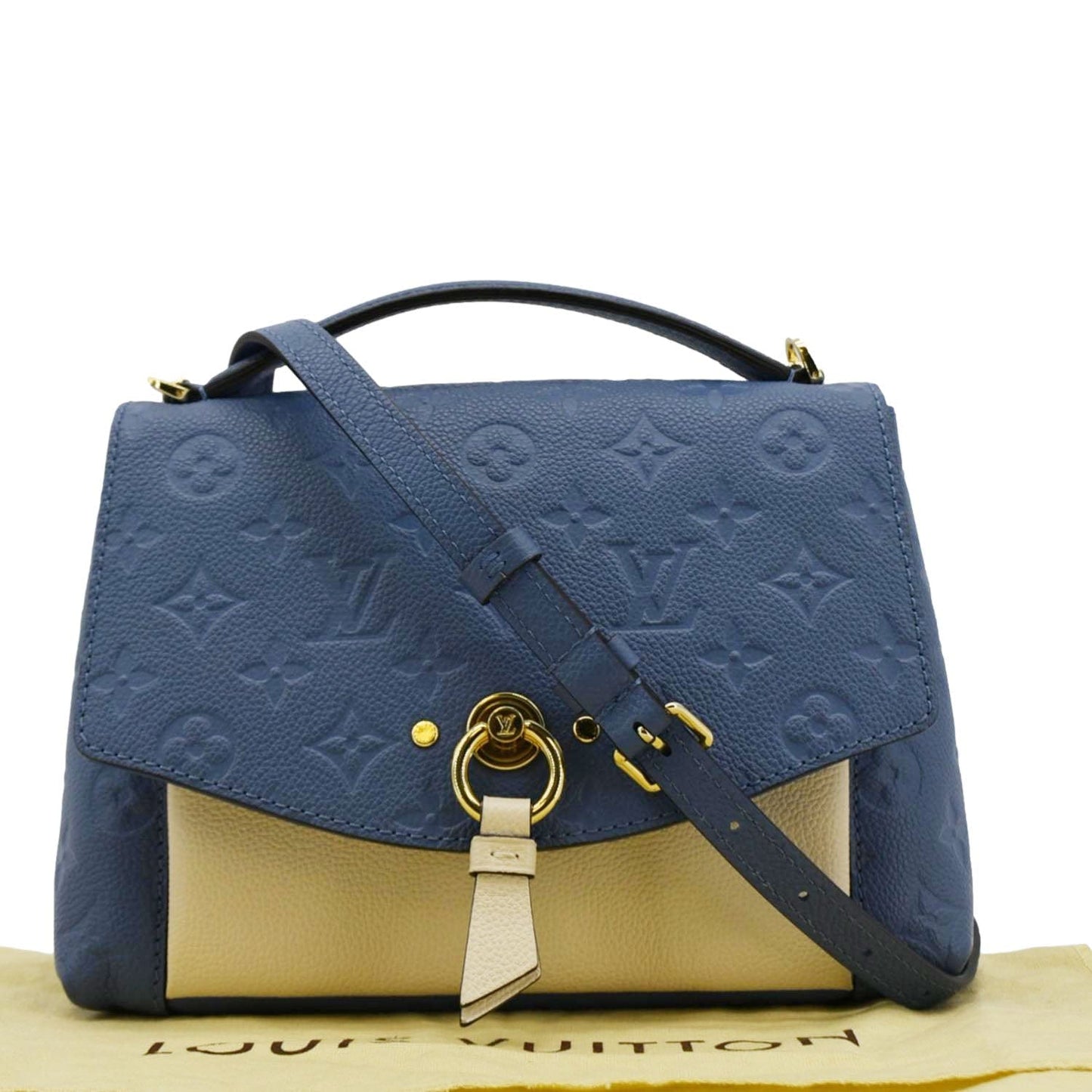 LOUIS VUITTON Blanche BB Monogram Empreinte Leather Shoulder Bag Blue