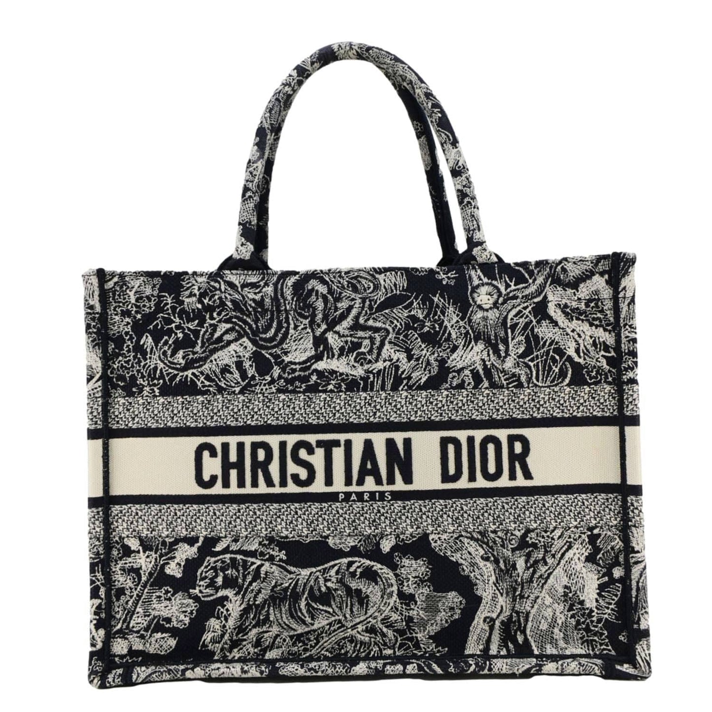 CHRISTIAN DIOR Book Medium Toile De Jouy Reverse Embroidery Tote Blue