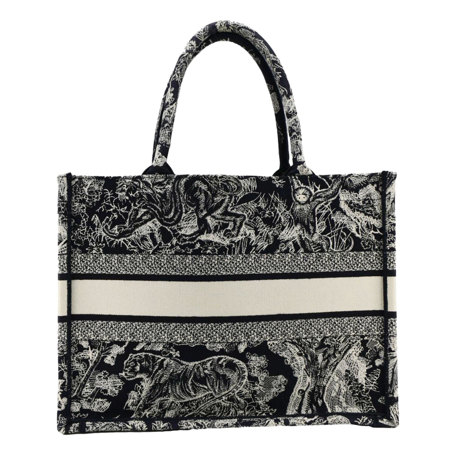 CHRISTIAN DIOR Book Medium Toile De Jouy Reverse Embroidery Tote Blue