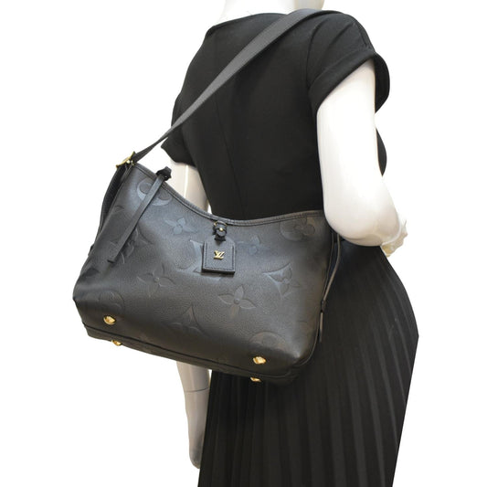 LOUIS VUITTON Carryall PM Monogram Empreinte Leather Shoulder Bag Black