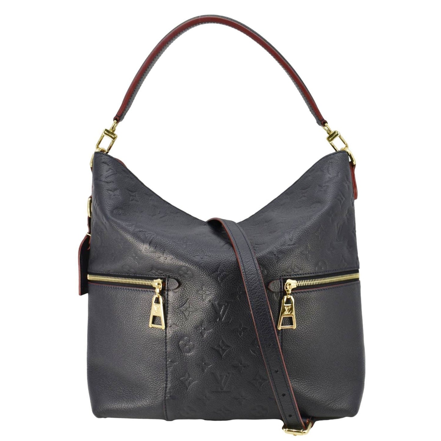 LOUIS VUITTON Melie Monogram Empreinte Leather Hobo Shoulder Bag Navy Blue