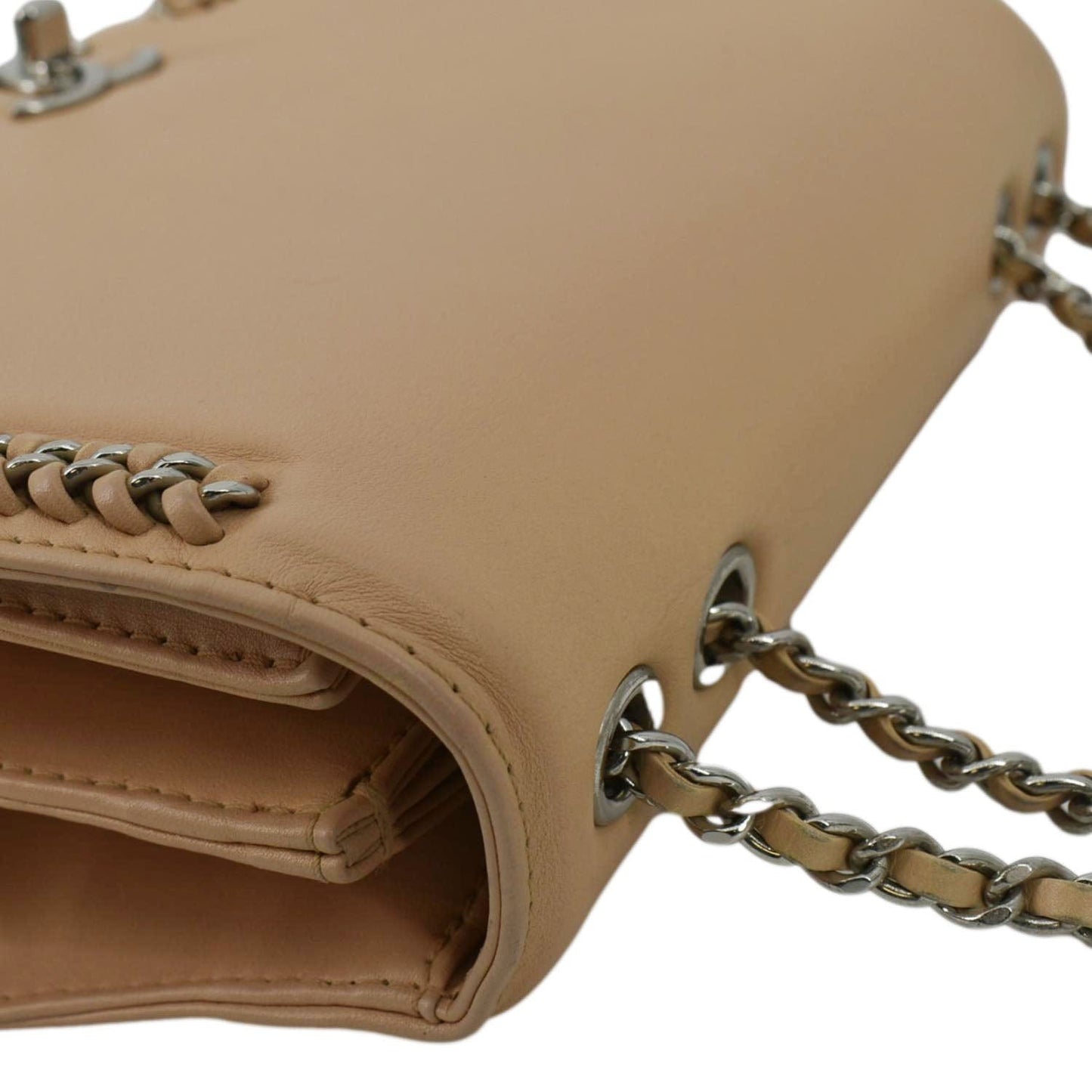 CHANEL Braided Chic Flap Small Leather Shoulder Bag Light Beige