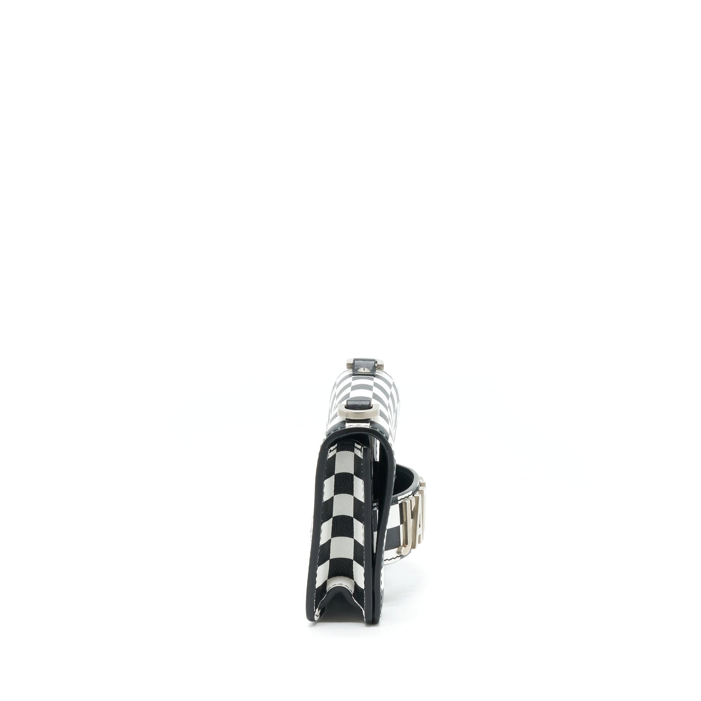 Dior Mini J’adior Flap Purse Black/ White With Wide Shoulder Strap