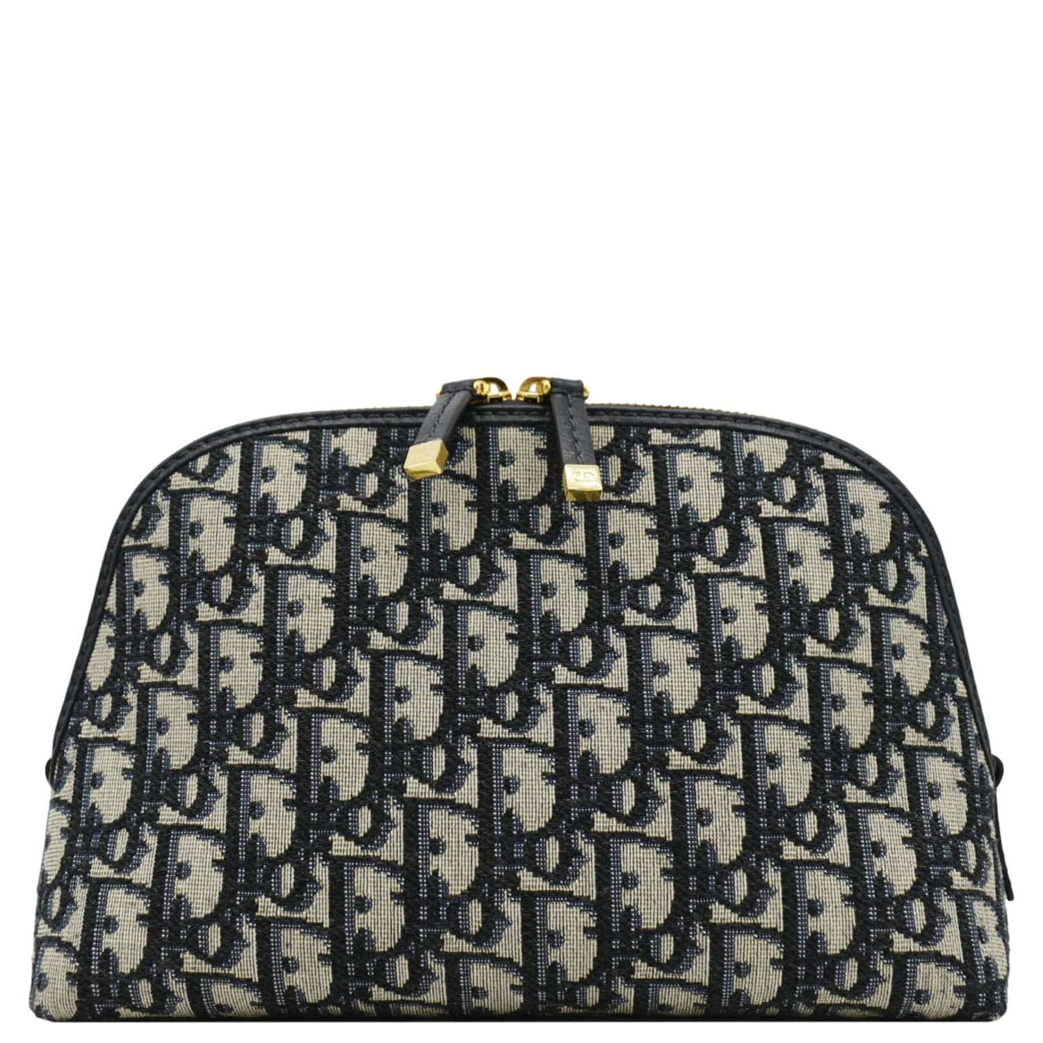CHRISTIAN DIOR 30 Montaigne Aphrodite Oblique Jacquard Pouch Navy Blue