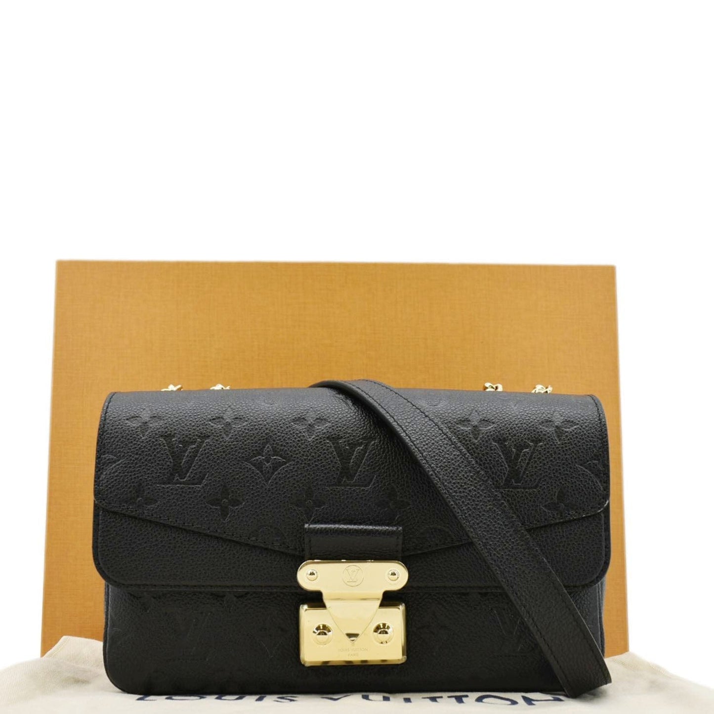 LOUIS VUITTON Marceau Monogram Empreinte Leather Shoulder Bag Black