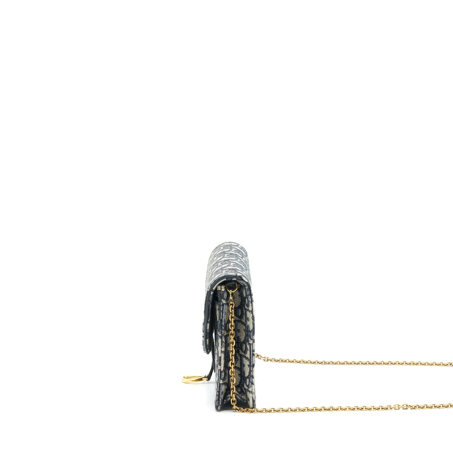 Dior Saddle Pouch With Chain Blue Dior Oblique Jacquard