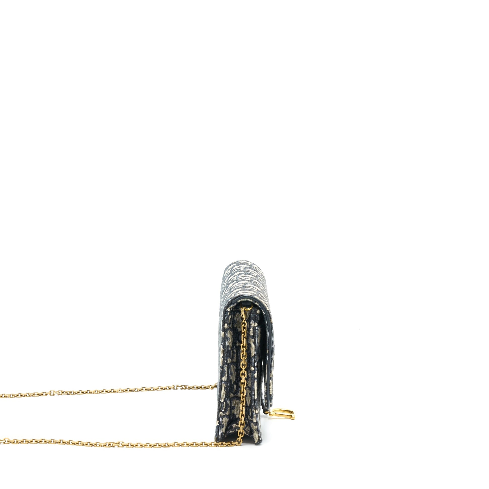 Dior Saddle Pouch With Chain Blue Dior Oblique Jacquard
