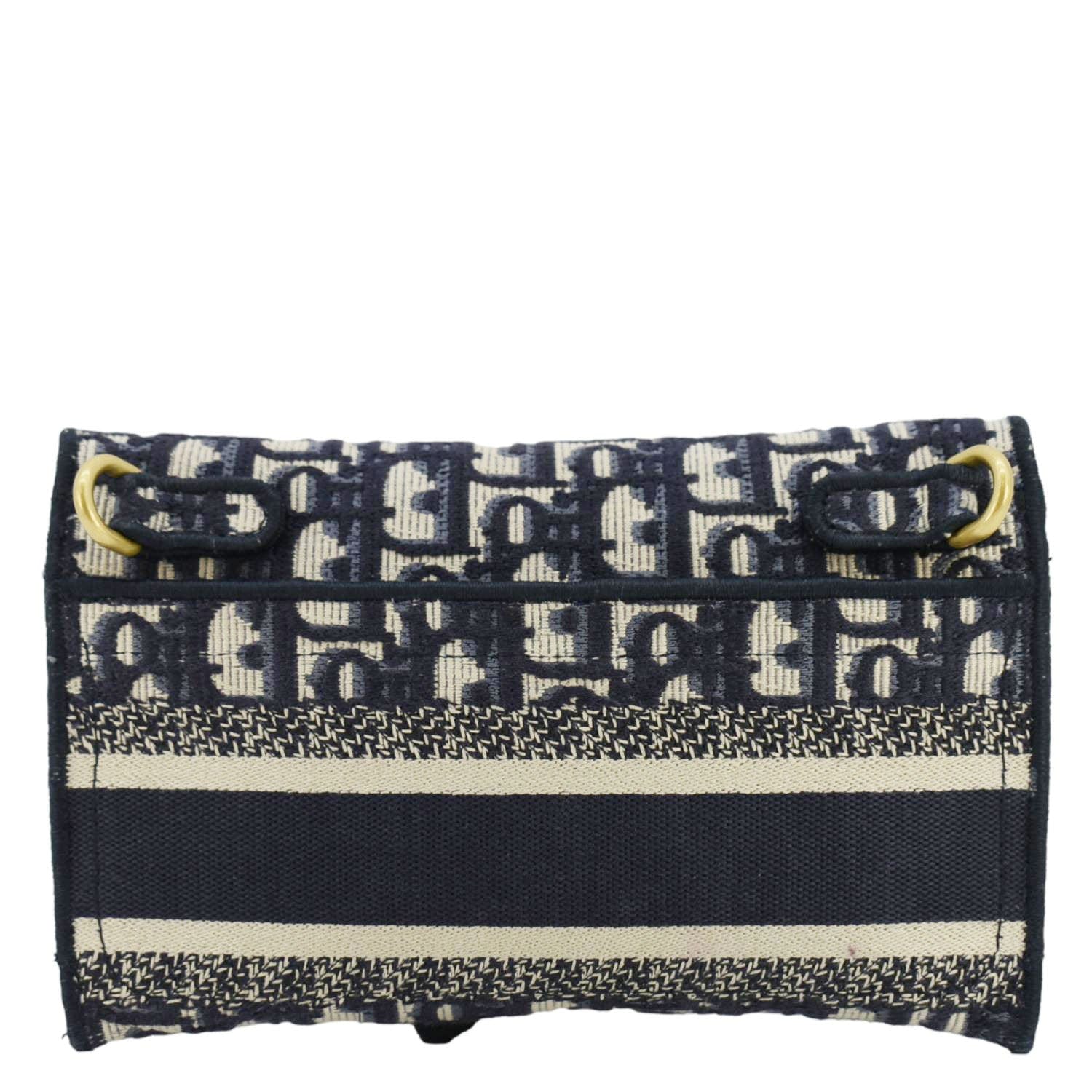 CHRISTIAN DIOR Saddle Slim Oblique Canvas Crossbody Bag Navy Blue