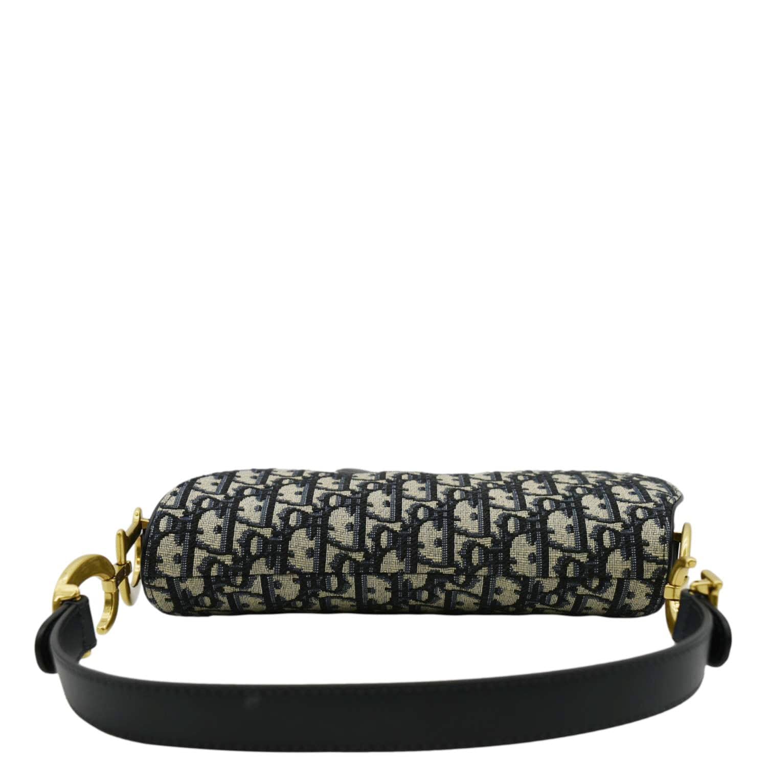 CHRISTIAN DIOR Saddle Oblique Jacquard Crossbody Bag Navy Blue