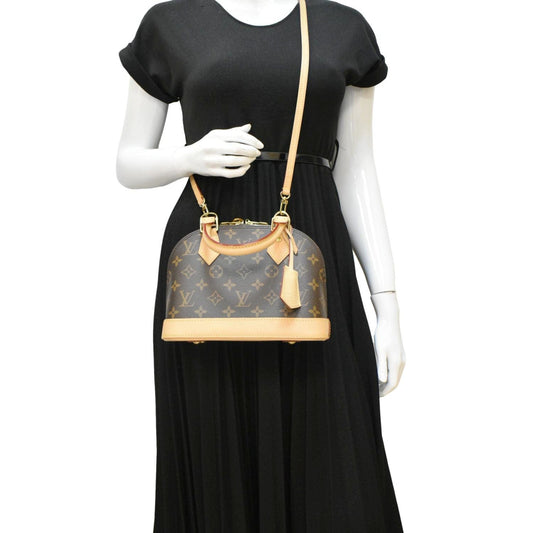 LOUIS VUITTON Alma BB Monogram Canvas Crossbody Bag Brown