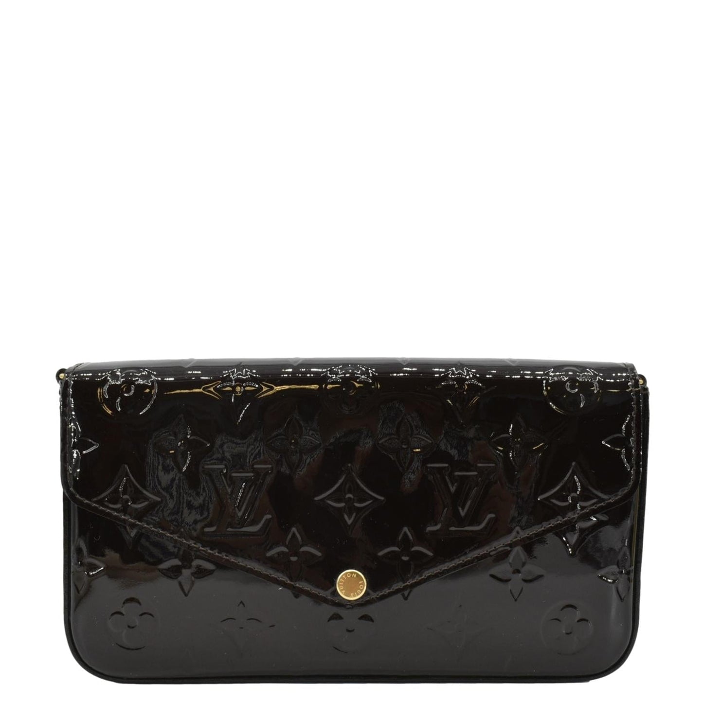 LOUIS VUITTON Felicie Pochette Monogram Vernis Crossbody Bag Amarante