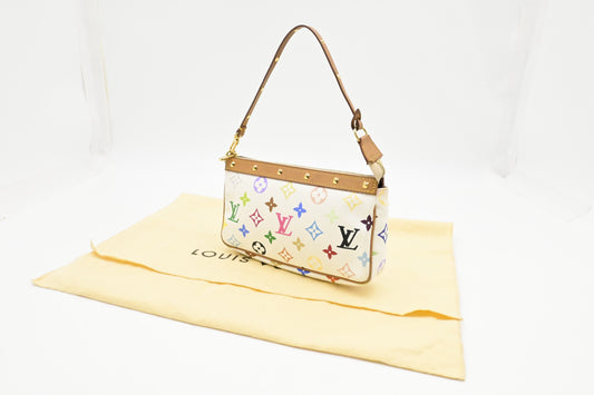 Louis Vuitton x Takashi Murakami Pochette Accessoires in White Multicolor Monogram Canvas