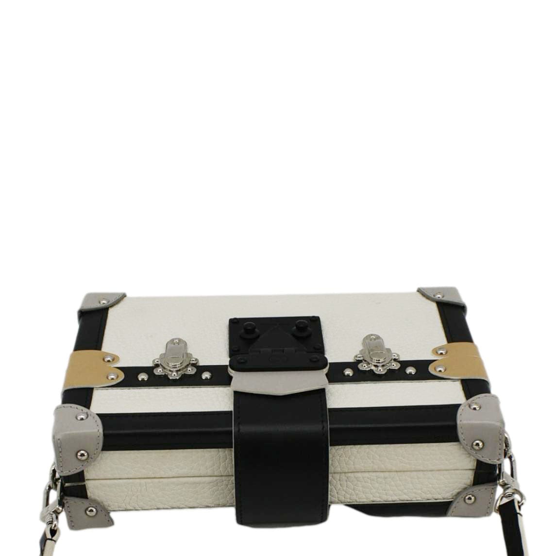LOUIS VUITTON Petite Malle Trunk Leather Crossbody Bag Off White