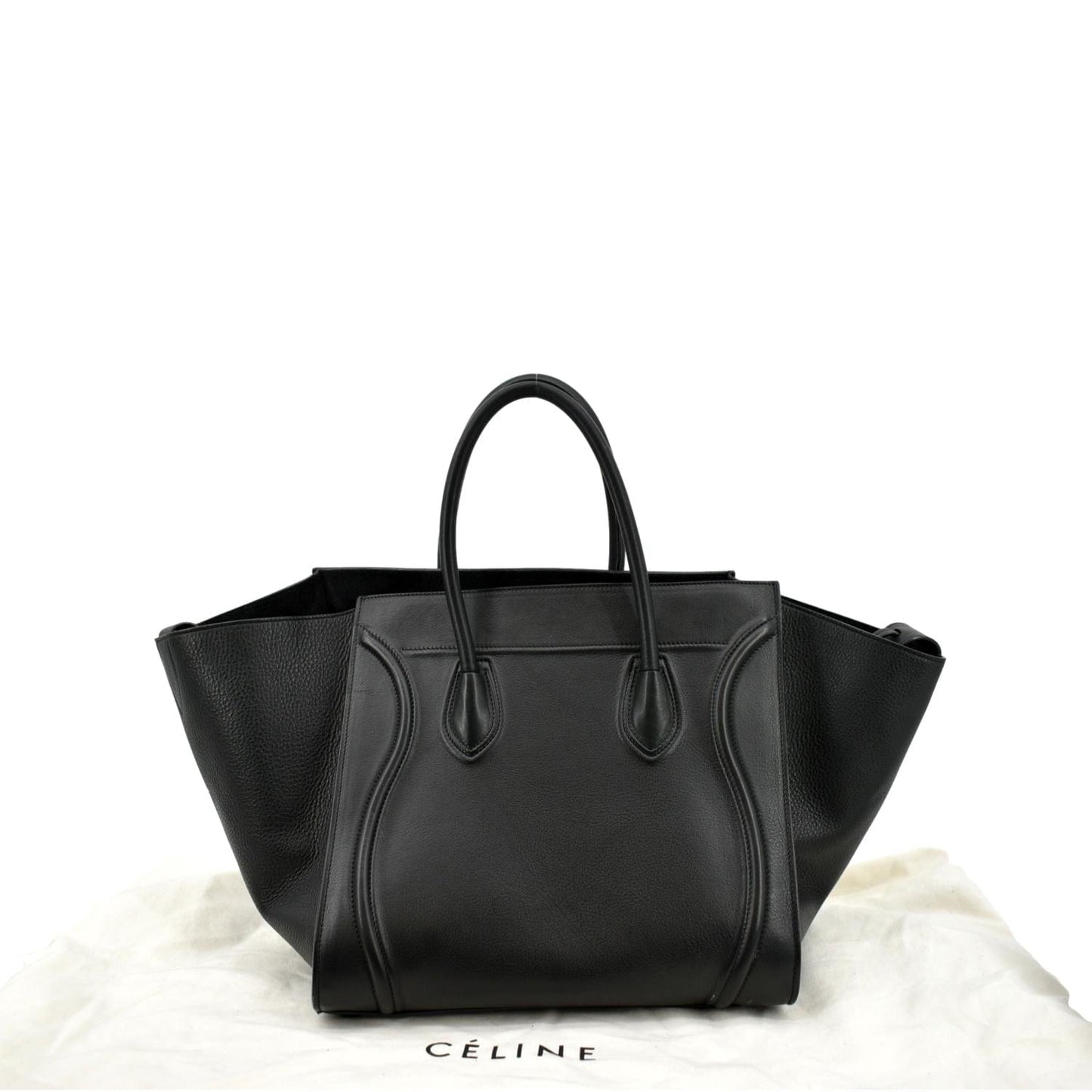 CELINE Luggage Phantom Medium Leather Tote Bag Black