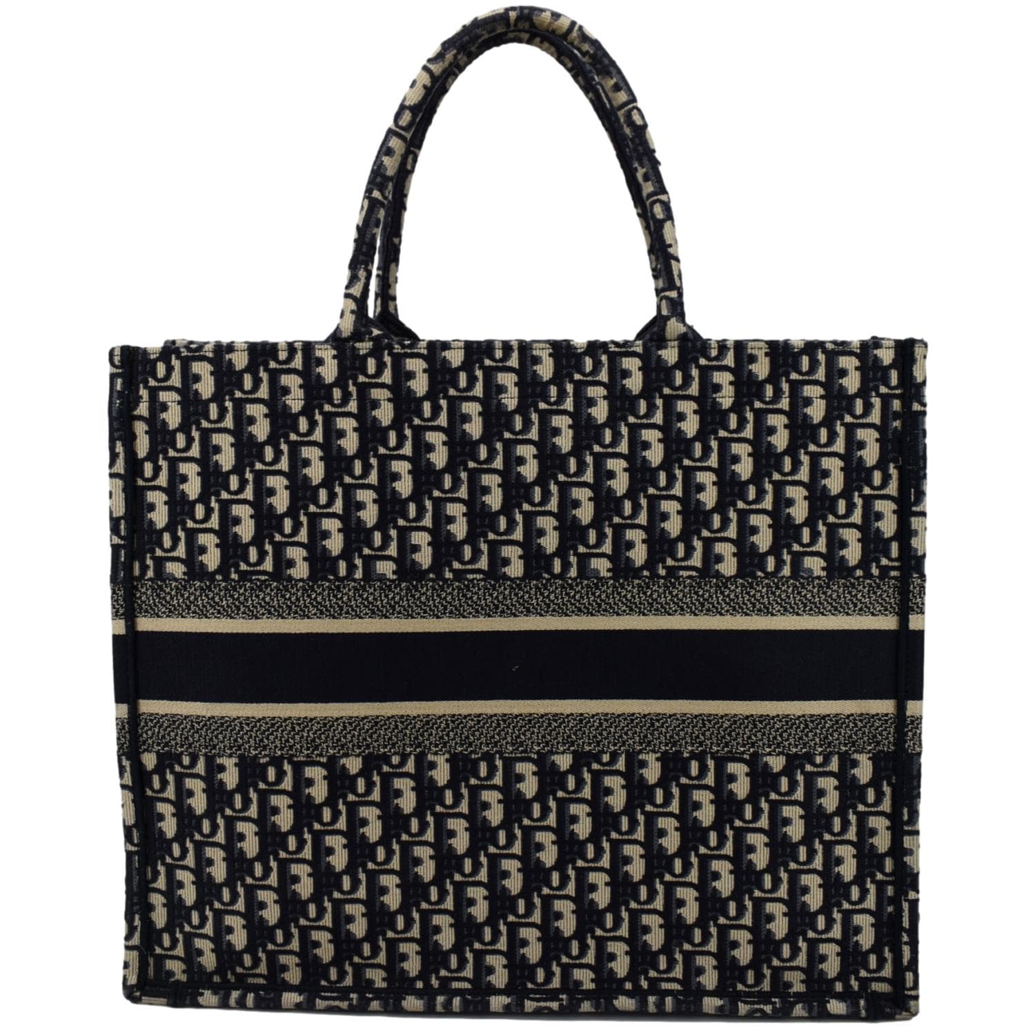 CHRISTIAN DIOR Large Book Oblique Embroidered Canvas Tote Bag Multicolor