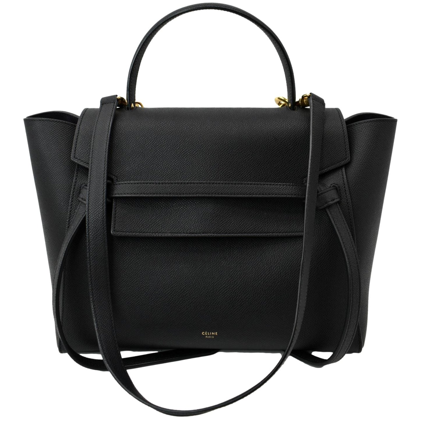 CELINE Mini Belt Grained Calfskin Leather Shoulder Bag Black - Hot Deals