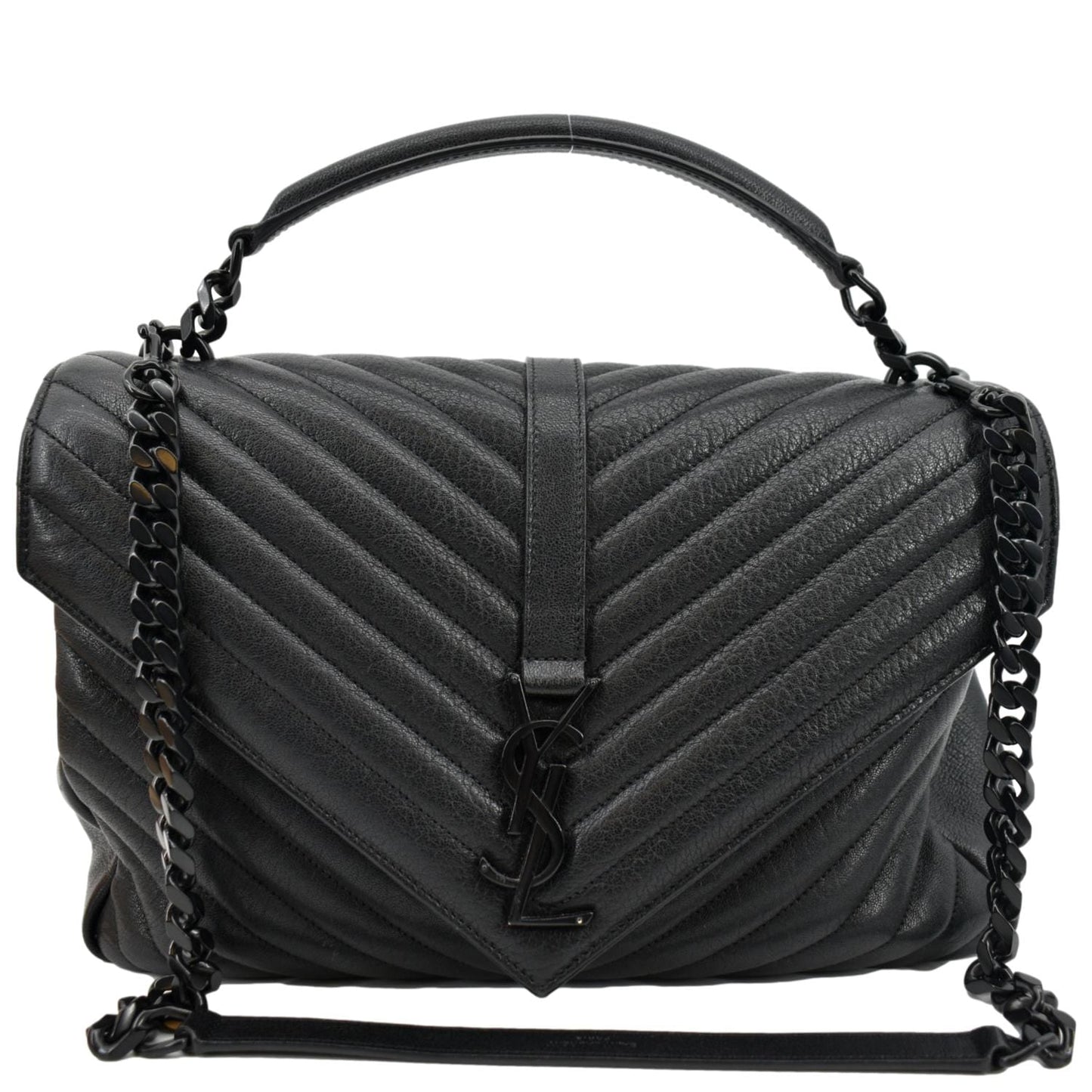Saint Laurent College Leather Black Shoulder Bag Style 2