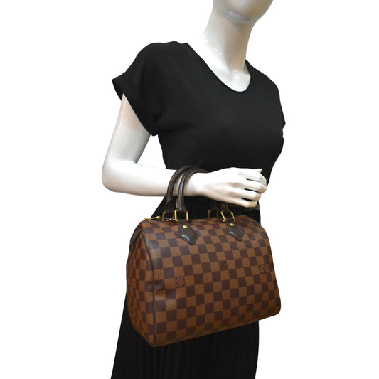 LOUIS VUITTON 25 Damier Ebene Satchel Bag Brown