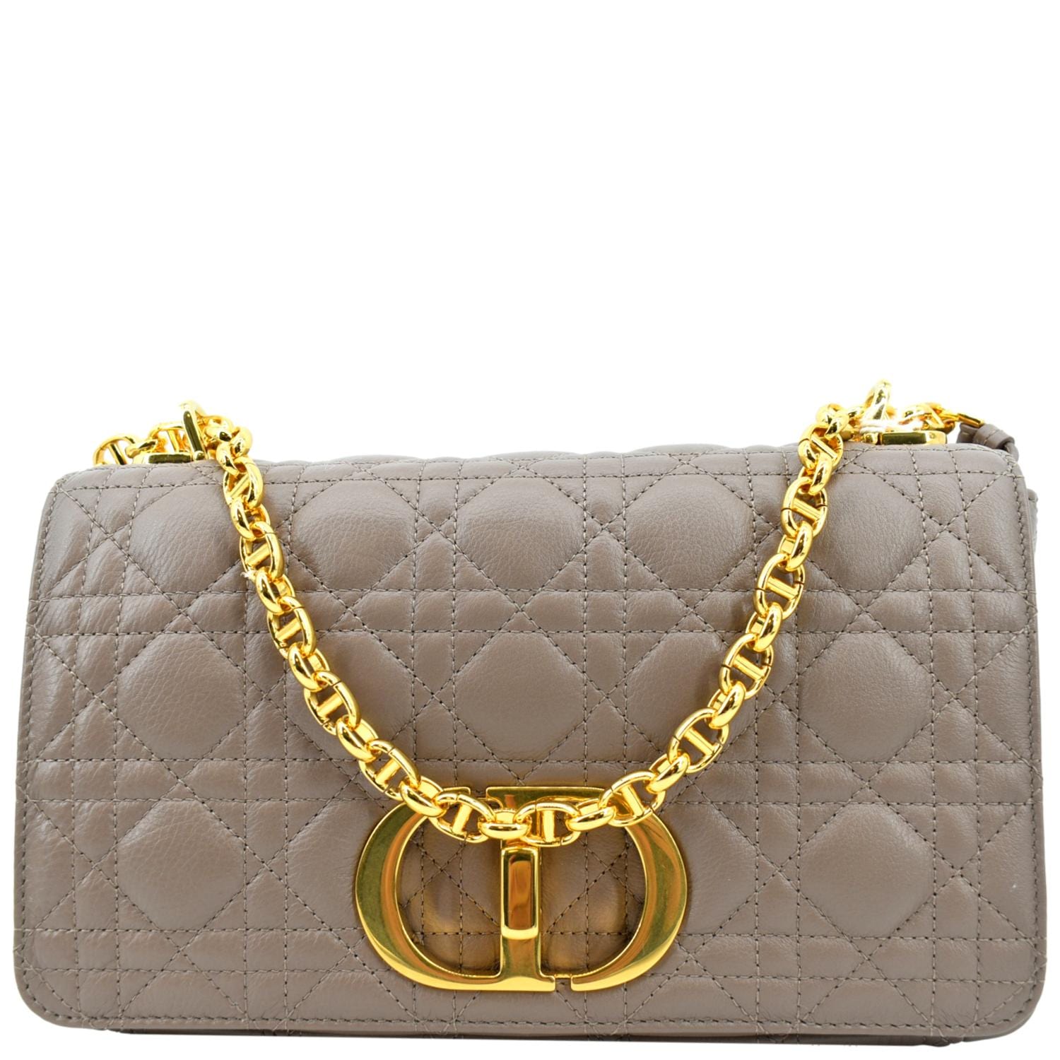 CHRISTIAN DIOR Caro Iridescent Leather Shoulder Bag Metallic Pink