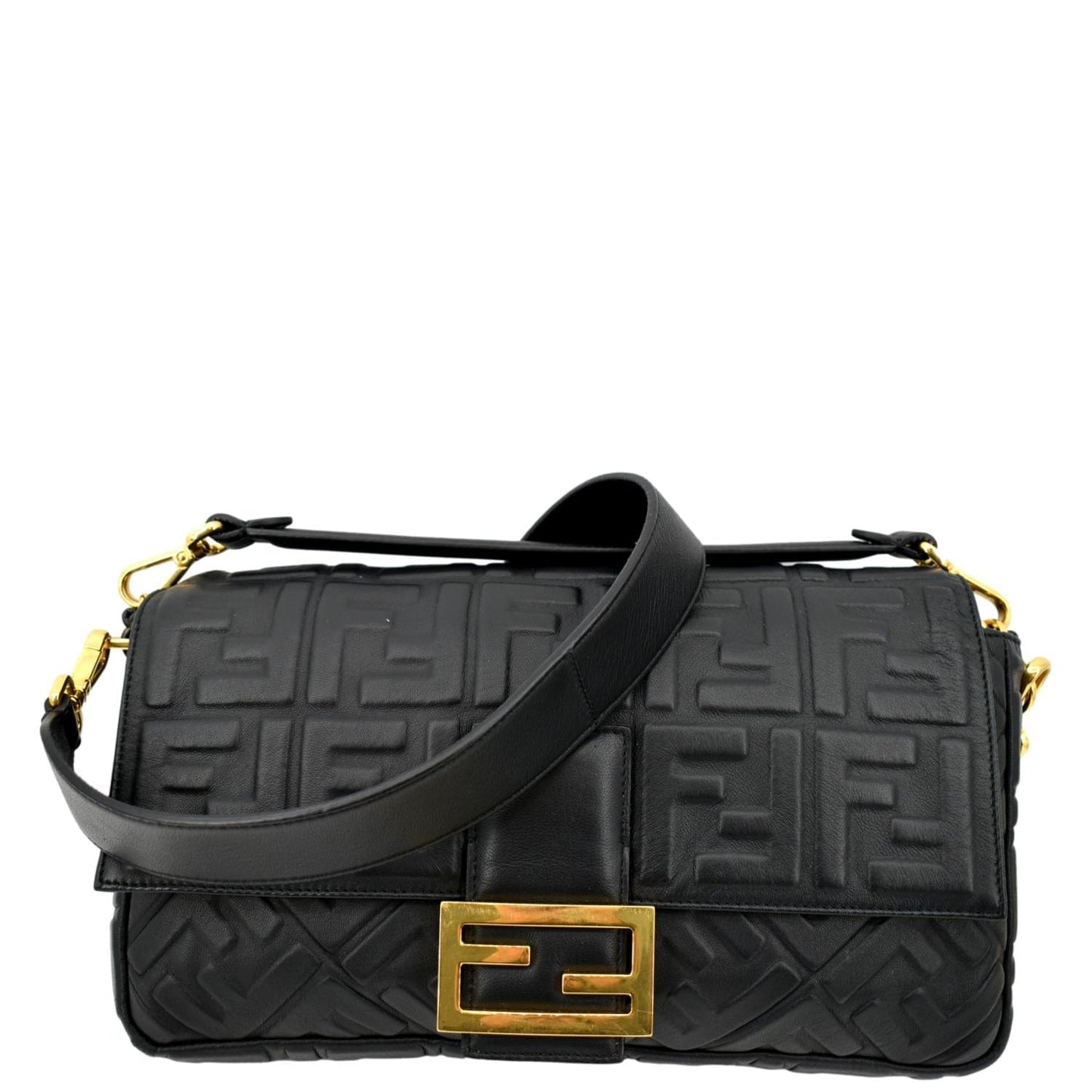 Fendi Baguette Leather Black Shoulder Bag Leather