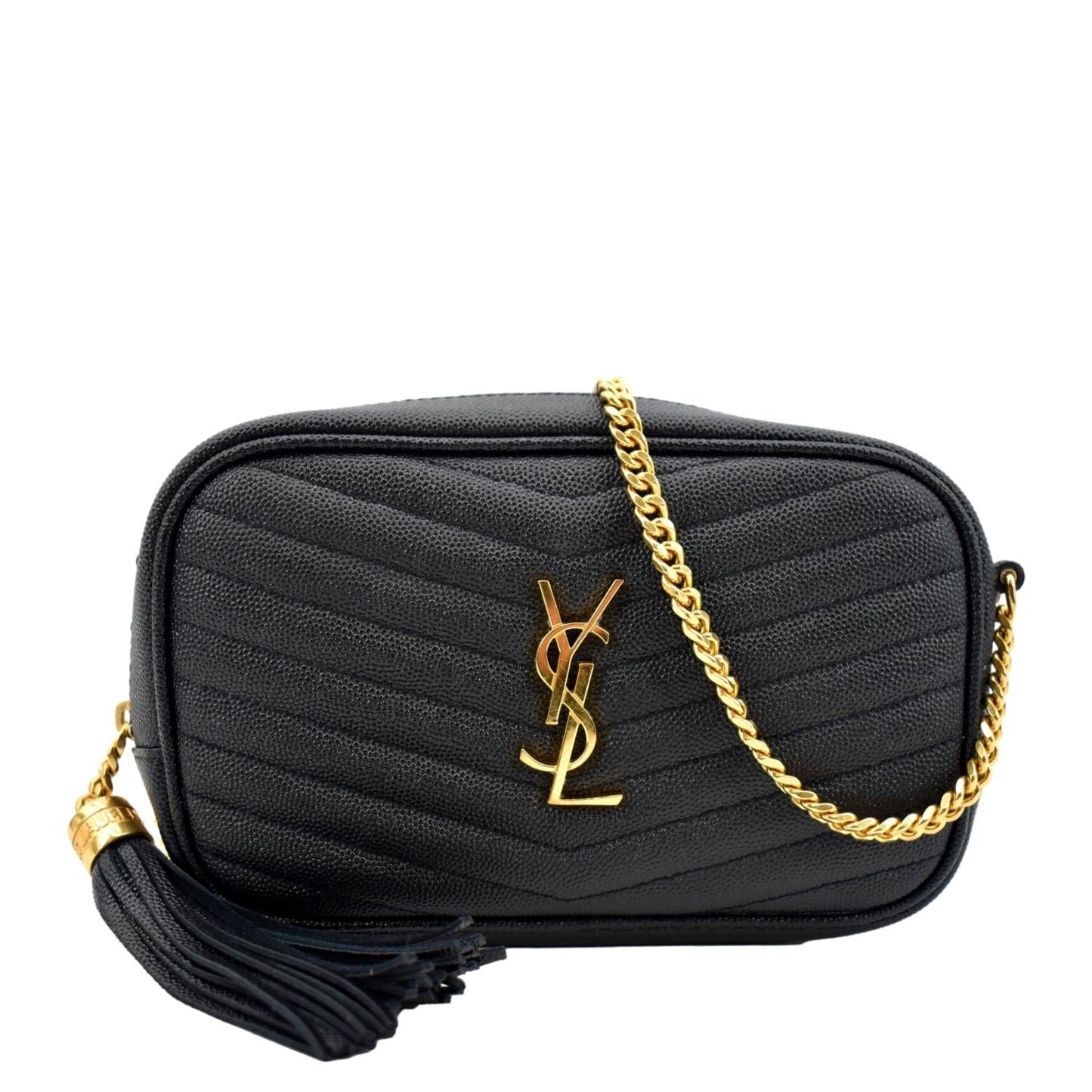 Saint Laurent Lou Leather Black Crossbody Style 22