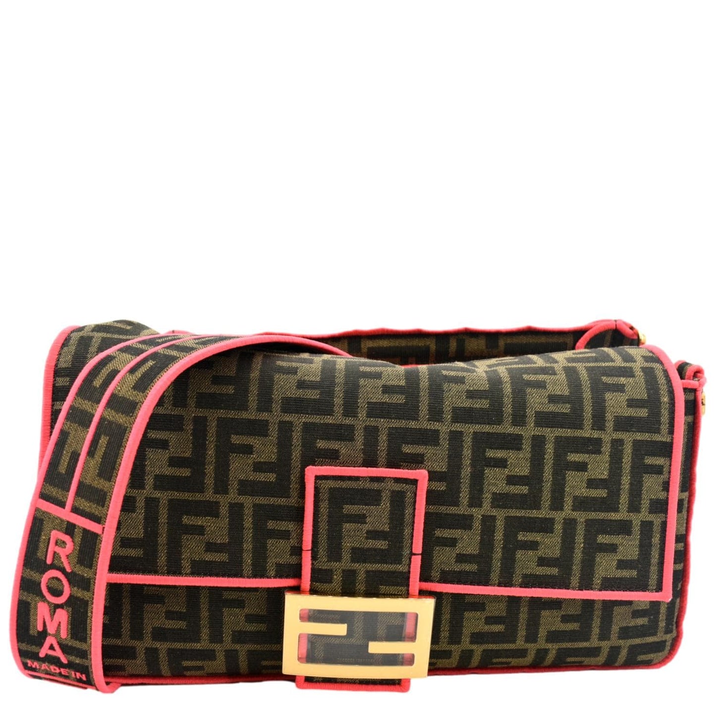 Fendi Roma Jacquard Red Shoulder Bag