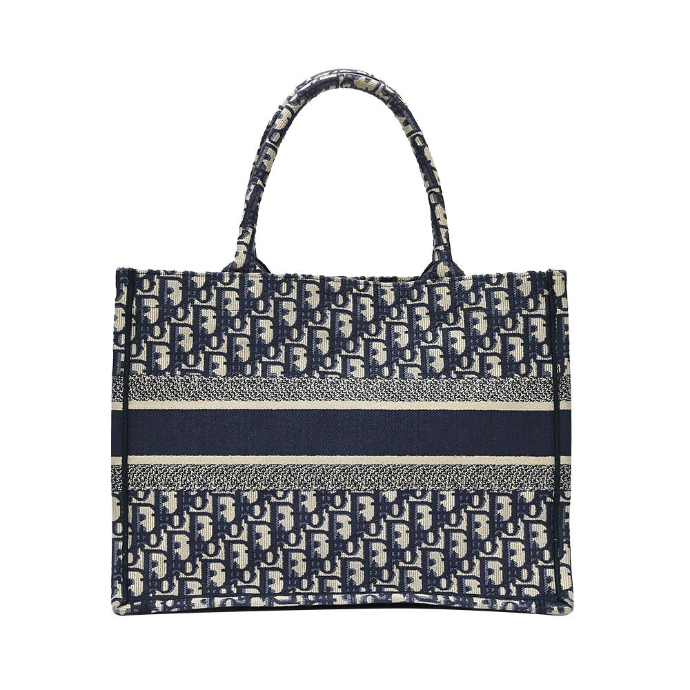 Christian Dior Blue Oblique Embroidery Medium Book Tote - 5 [Clearance Sale]