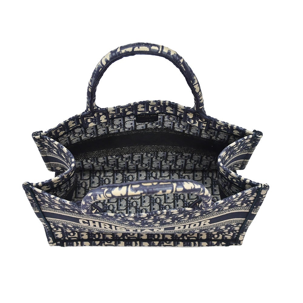 Christian Dior Blue Oblique Embroidery Medium Book Tote - 5 [Clearance Sale]