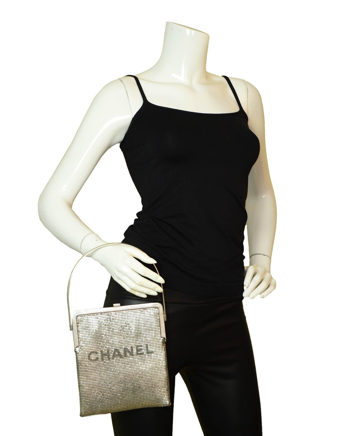 Chanel 1990s Rare Silvertone Mesh Chain Handbag - Rovelle Bags