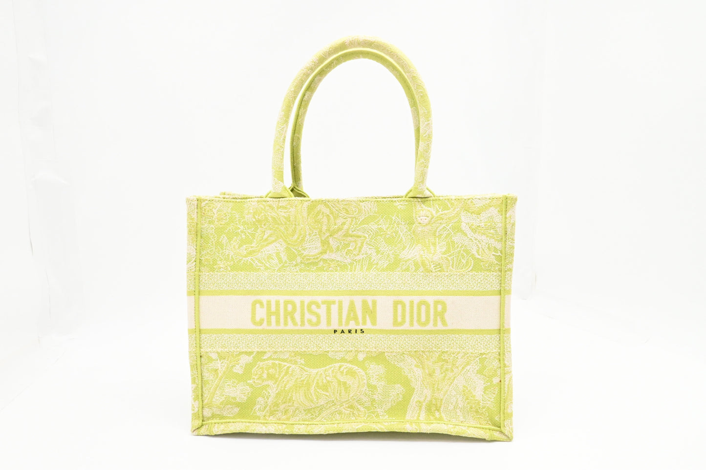 Dior Medium Book Tote in Green Toile de Jouy Sauvage Embroidery