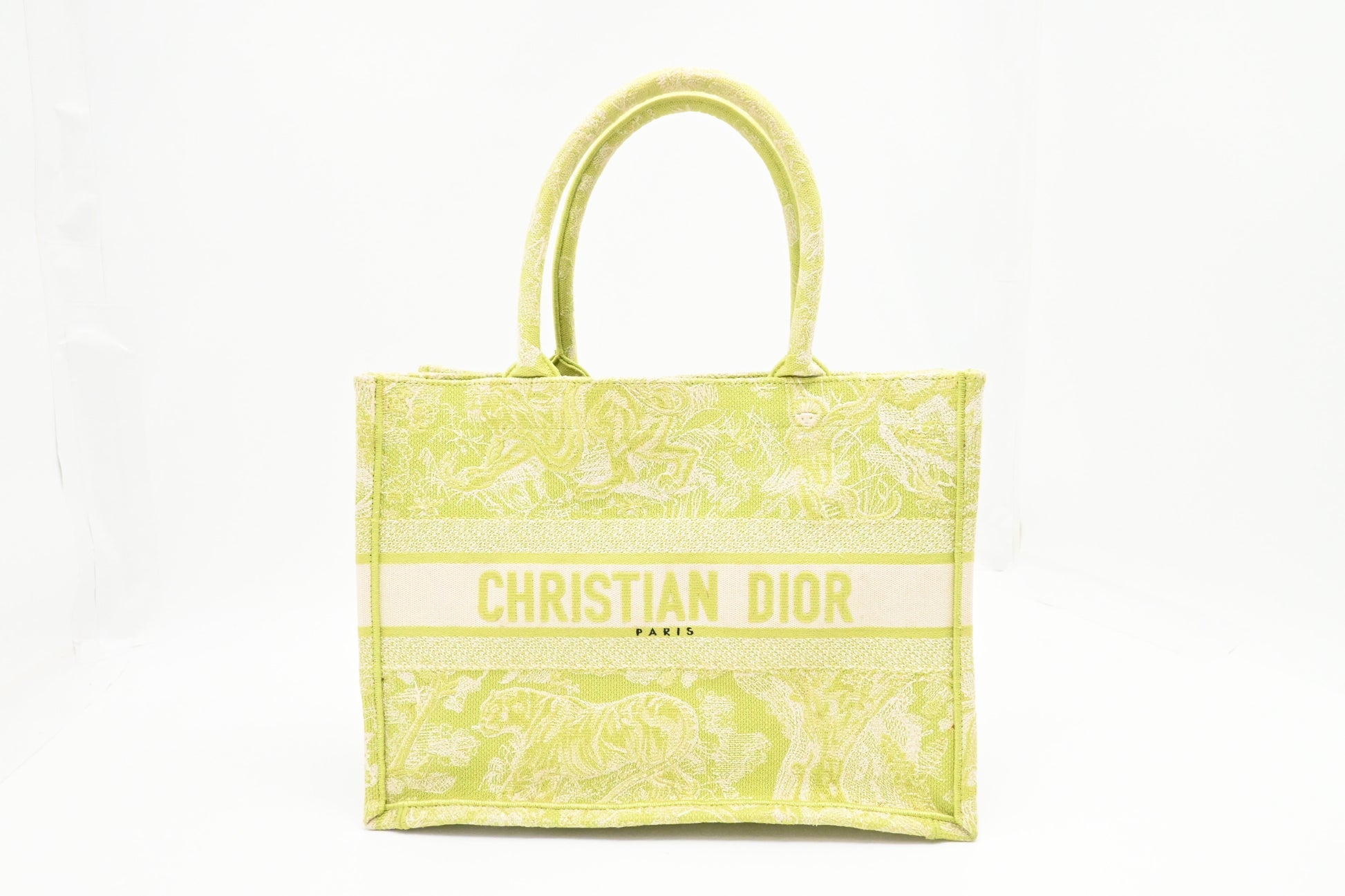 Dior Medium Book Tote in Green Toile de Jouy Sauvage Embroidery