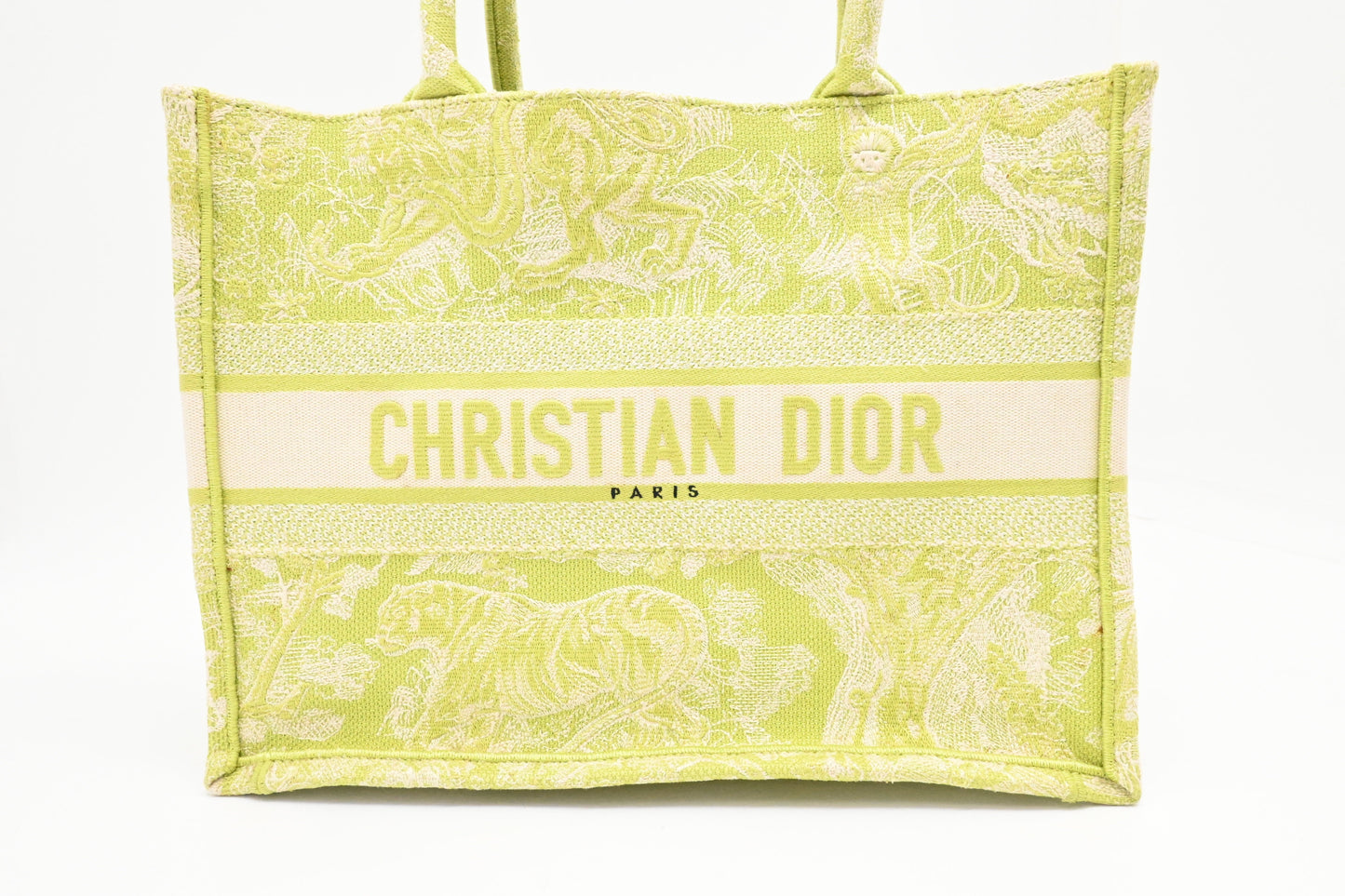 Dior Medium Book Tote in Green Toile de Jouy Sauvage Embroidery