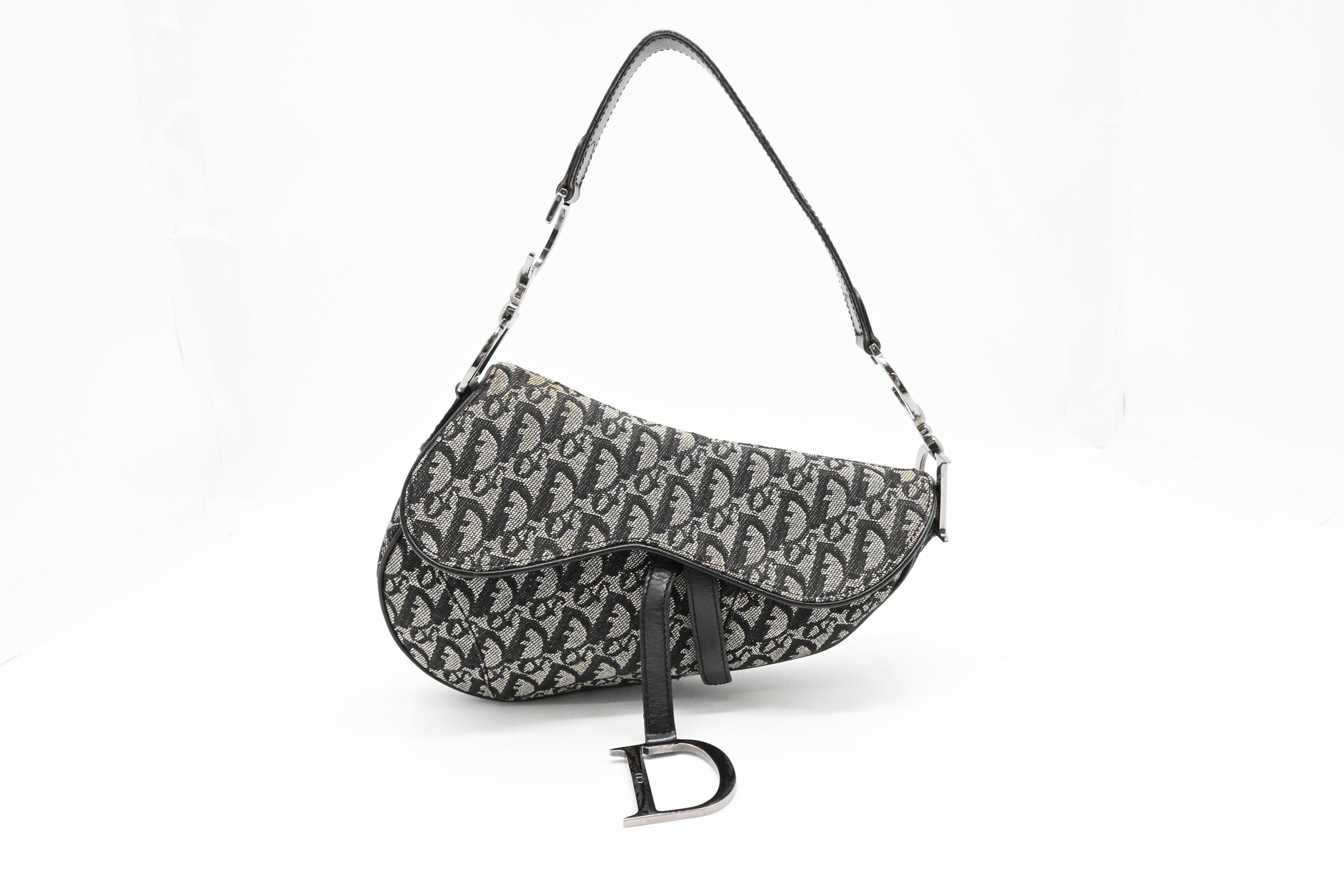 Dior Saddle Bag in Black & White Oblique Canvas
