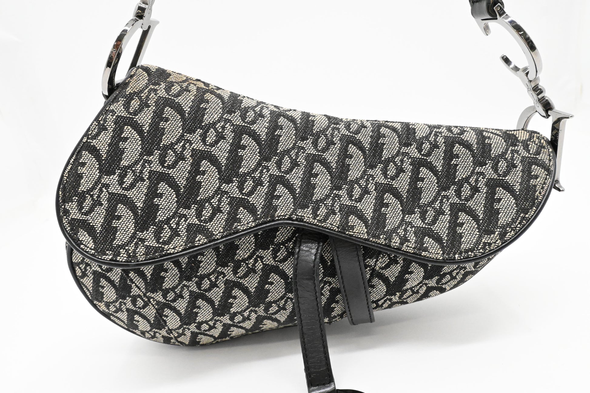 Dior Saddle Bag in Black & White Oblique Canvas