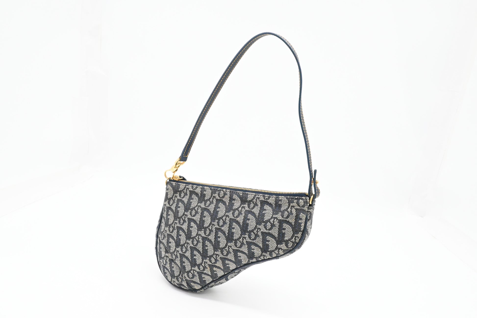 Dior Saddle Pouch in Blue Oblique Canvas
