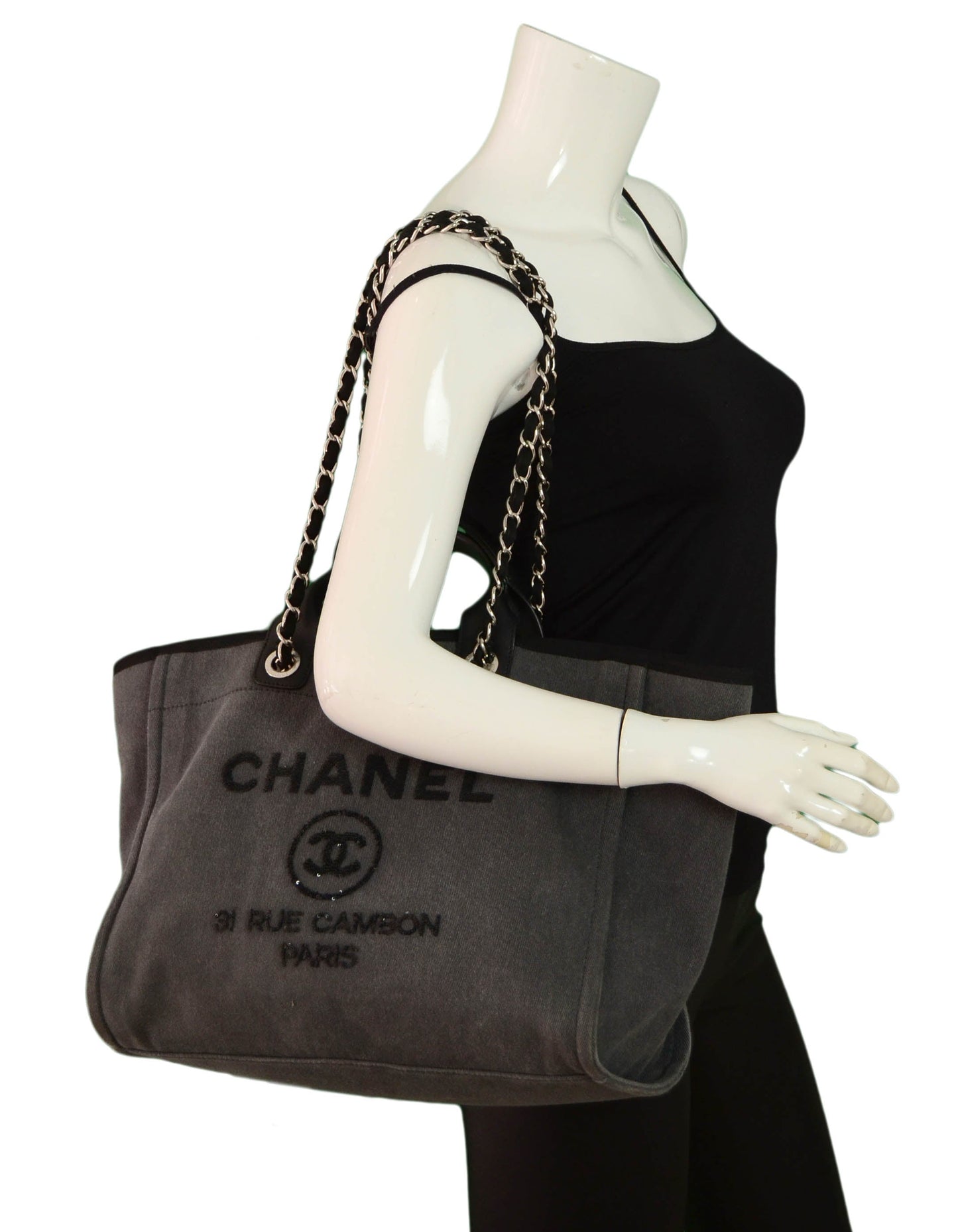 Chanel Black Large Sequins Deauville Tote Tote Bag - Rovelle Bags