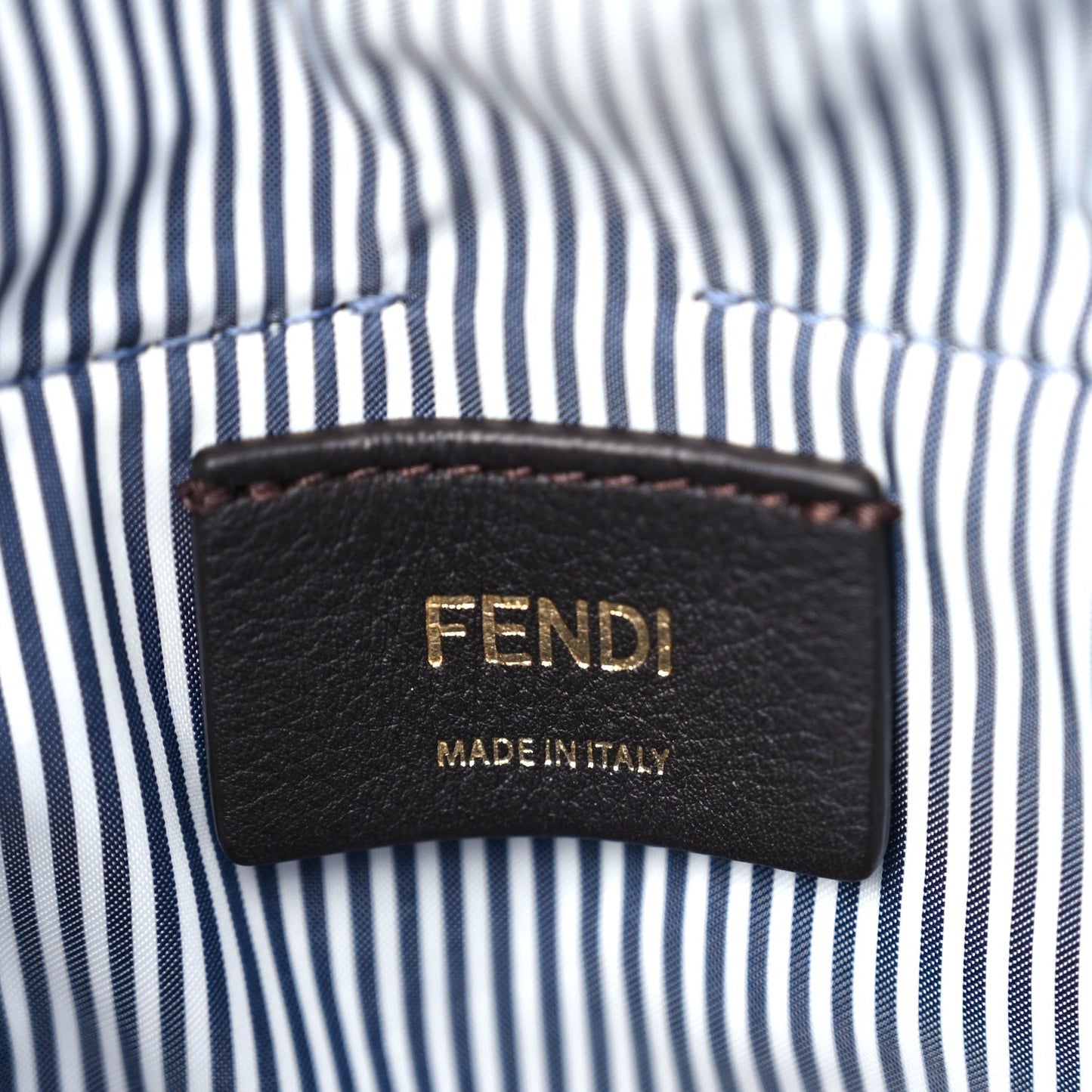 Fendi Fabric Jacquard Vitello Grace Striped Mini Step Out Rice Mirto