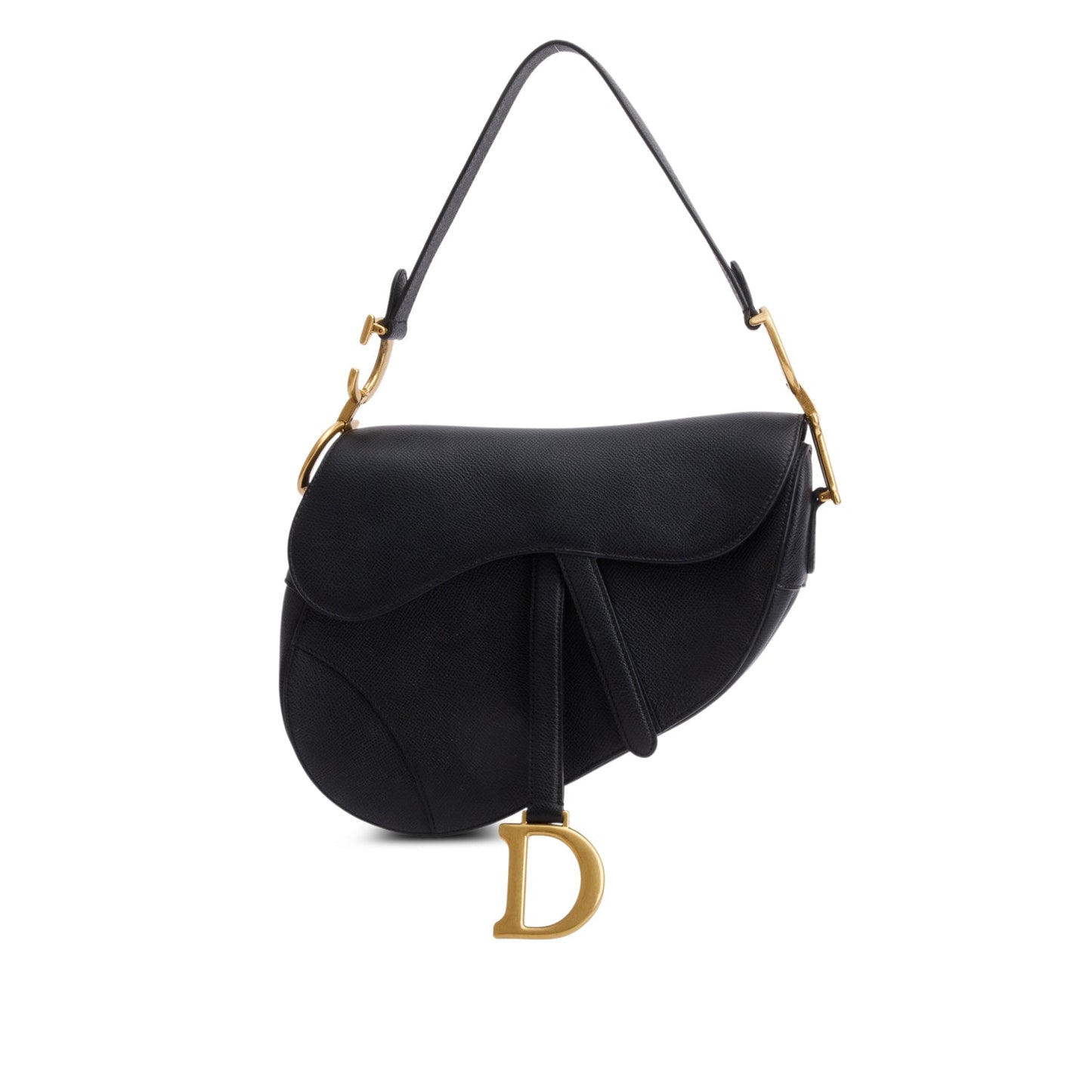 Christian Dior 2021 Black Grained Calfskin Saddle Bag