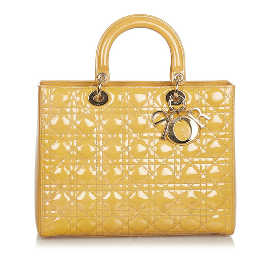 Dior Cannage Dior Patent Leather Tote (SHG-25997)
