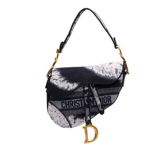 Dior Canvas Embroidered Tie Dye Saddle Bag