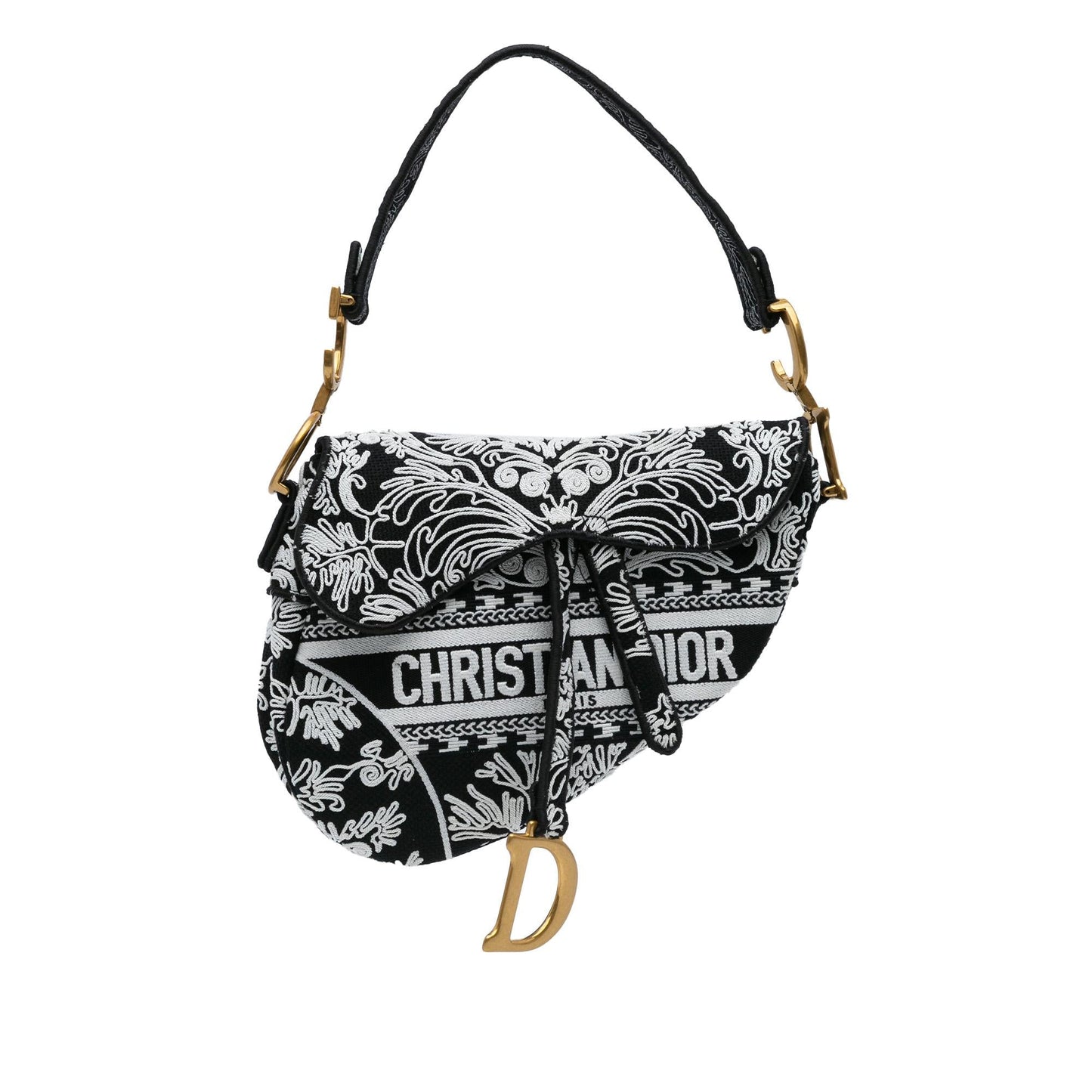Dior Embroidered Canvas Ornamental Cornely Saddle Bag