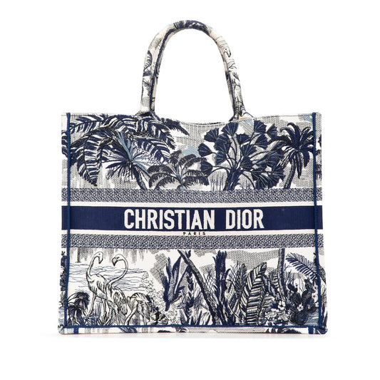 Dior Large Canvas Embroidered Palm Tree Toile De Jouy Book Tote