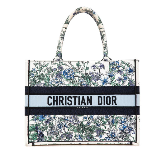Dior Medium Canvas Embroidered Flowers Book Tote