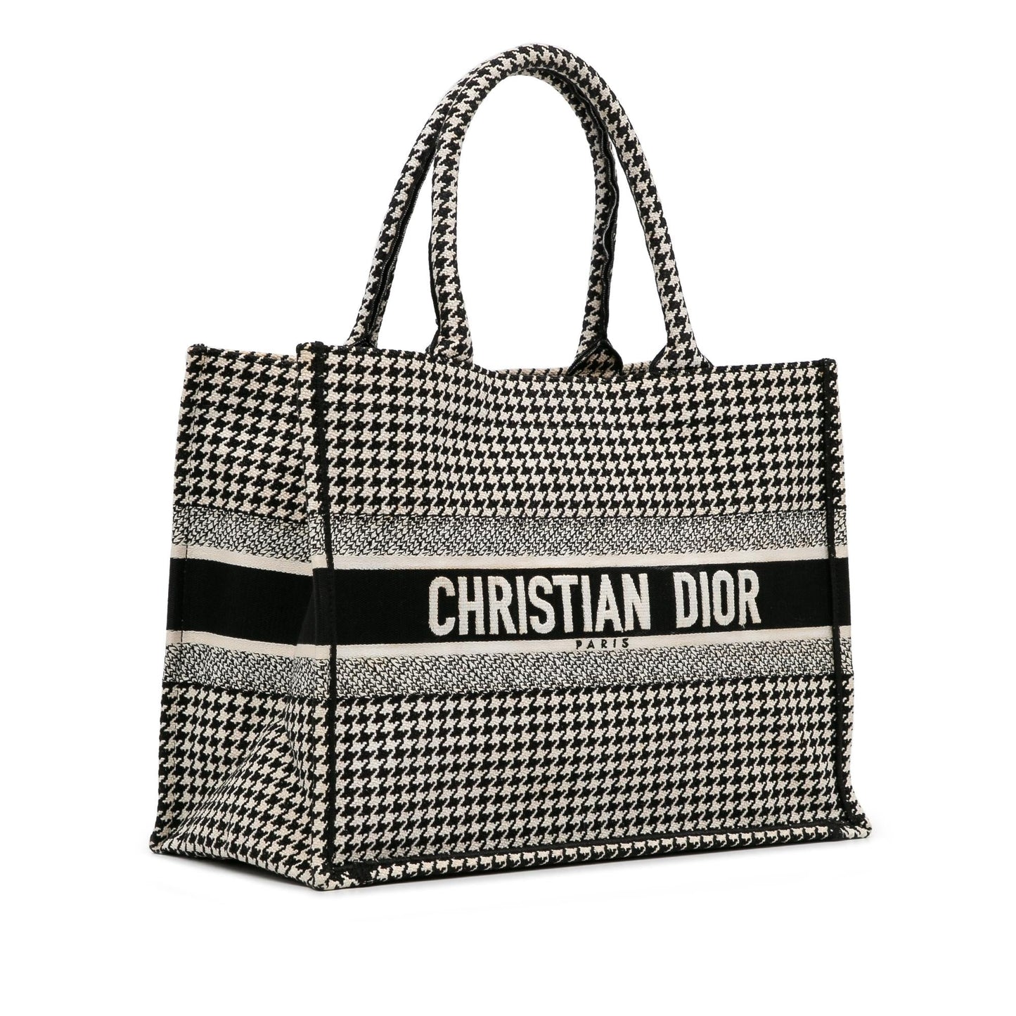 Dior Medium Houndstooth Embroidered Book Tote
